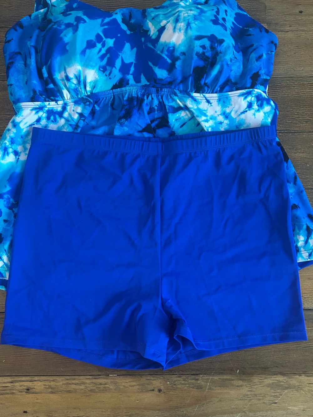 Kim Gravel x Swimsuits for all Bright Blue and white Tie-Dye Tankini Swim Set - Picture 10 of 13
